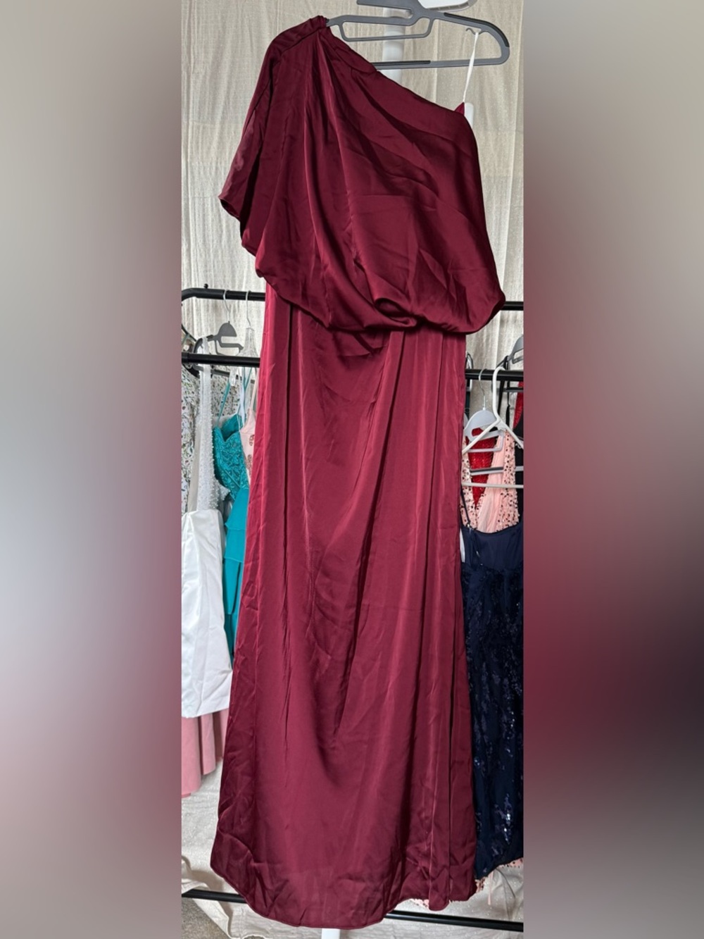 Elegant Burgundy Satin l Dress